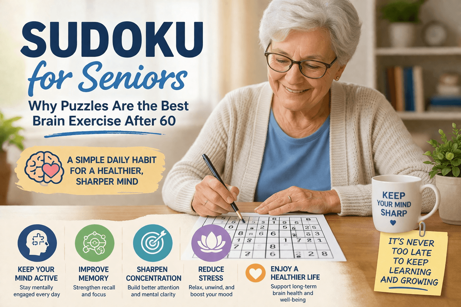 Sudoku für Senioren: Warum Rätsel das beste Gehirntraining ab 60 sind